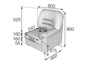 Кресло подлокотник левый Премьер В-100/2 / V-100/2