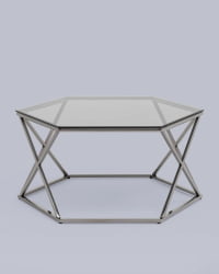 Журнальный столик Круз 93*80 стекло смоке сталь Темный хром / smoke