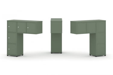 Надставка на стол низкая односторонняя + задняя стенка (5 шт.) + распашной фасад (5 шт.) CОНCЕПТ CН.ОНН-007 Кобо Черный металл / CONCEPT CN.ONN-007