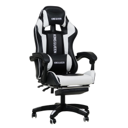 Кресло 1206 КИНГКУЕЕН цвет черный/белый с массажем 1206-блаcк-вхите-масс / KINGQUEEN 1206-black-white-mass