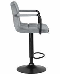 Стул барный ДОБРИН КРУГЕР АРМ БЛАCК (серый велюр (МДЖ9-75)) / DOBRIN KRUGER ARM BLACK (MJ9-75))