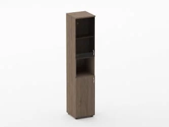 Шкаф высокий со стеклом и нишей Твин 16.16.16Л Дуб Верцаска / Twin