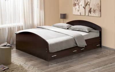 Кровать с ящиками на уголках №2 ЛДСП 1200*2000 Ясень Шимо темный