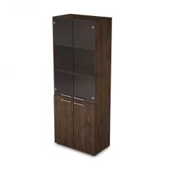 Шкаф стеллаж высокий со стеклом ТАИМ-МАКС 4Ш.005.3 Брауни / TAIM-MAX