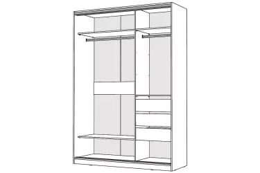 Белый шкаф-купе с зеркалом Виктория 1600х584х2300, Белый 16ДЗЗЗДЗЗЗ-ШЯ-Б 310-494