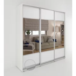 Шкаф-купе трехстворчатый с зеркалом Акцент-Дуэт КВ 2400х600 Выбеленное дерево