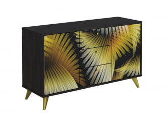 Комод Фьюжн КМ-003 АРТ Угольный камень/ГОЛДЕН ФОРЕСТ / камень/GOLDEN FOREST