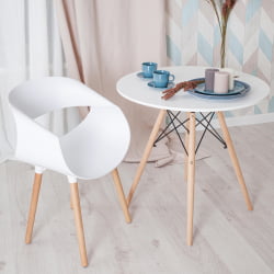 Стол CИНДЙ НЕКСТ (мод. 70-80 МДФ) металл/мдф/бук, Д70х75см, белый/натуральный / CINDY NEXT (mod. MDF) D70х75см,