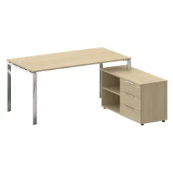 Стол рабочий руководителя с опорной тумбой левый МЕТАЛ СЙСТЕМ ДИРЕCТ БГ.СРТ-4.8 Пр Акация Лорка / METAL SYSTEM DIRECT