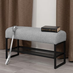 Банкетка-обувница Чарли Лукс/Чарли Люкс БО велюр/букле, ВТ шапе силвер / Charli Lux/Чарли VT shape silver