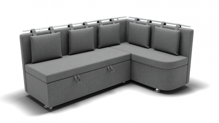 Кухонный диван Париж-1 угол левый/правый (ЗР) Цвет фасада: Светло серый; Тип: Левый/правый; Материал фасада: Металл/Велюр