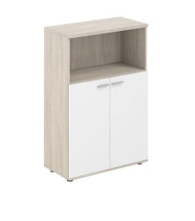 Шкаф двухдверный средний с нишей Сигма SG.846.OL.WH Дуб светлый Белый / Sigma