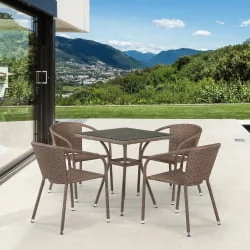 Комплект плетеной мебели Т282БНТ/Й137C-В56 Лигхт Бровн 4Пcс / T282BNT/Y137C-W56 Light Brown 4Pcs