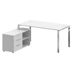 Стол рабочий руководителя с опорной тумбой левый МЕТАЛ СЙСТЕМ ДИРЕCТ БГ.СРТ-4.8 Л Белый / METAL SYSTEM DIRECT