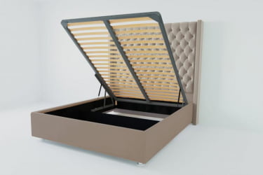 Мягкая интерьерная кровать &куот;Версаль Люкс&куот; с подъемным механизмом Материал фасада: Велюр; Спальное место: 800х2000 мм; Цвет фасада: Серый; Цвет корпуса: Серый / "Версаль Люкс"