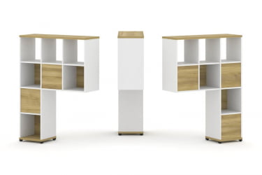 Надставка на стол высокая двухсторонняя + задняя стенка (5 шт.) CОНCЕПТ CН.ДНВ-003 Дуб Винченцо Белый бриллиант Черный металл / CONCEPT CN.DNV-003