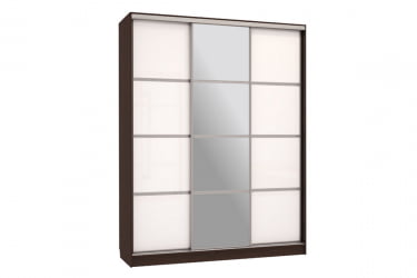 Шкаф-купе Бассо 2-600 с зеркалом СК-01Б37 венге/белый / SK-01B37