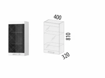 Шкаф-витрина кухонный (лев/прав) Бьянка 102.04