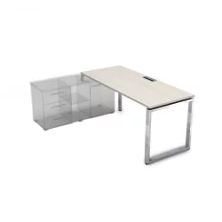 Стол рабочий, прямолинейный три опоры, левый ГЛОСС ЛИНЕ НСТЛ-О.995 Иворй / GLOSS LINE Ivory