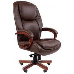 Кресло руководителя CХАИРМАН 408 кожа/экокожа, коричневый / CHAIRMAN