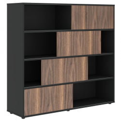 Стеллаж со слайд-дверьми ВЕЛИОН ВЕНЕЕР ВРМCС 1615 Американский орех Яшма черная / VELION VENEER VRMCS