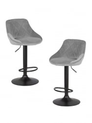 Стул барный ДОБРИН ЛОГАН БЛАCК (серый велюр (МДЖ9-75)) 2 шт / DOBRIN LOGAN BLACK (MJ9-75))