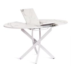 Раздвижной стол МАНЗАНА ЛДСП/ХПЛ/металл, 100 х 100+30 х 75 см, Мрамор светлый/белый / MANZANA ЛДСП/HPL/металл,