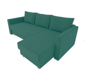 Диван угловой с подлокотниками Мадрид (Берхоусе) Цвет фасада: Азур Велюто 44; Тип: Левый/правый; Материал фасада: Металл/Велюр / (Berhouse)