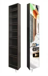 Поворотный зеркальный шкаф Лупо Шелф Арт Венге