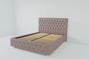 Мягкая интерьерная кровать &куот;Версаль&куот; с ортопедическими латами (металл) Материал фасада: Велюр; Спальное место: 800х2000 мм; Цвет фасада: Темно серый; Цвет корпуса: Темно серый / "Версаль"