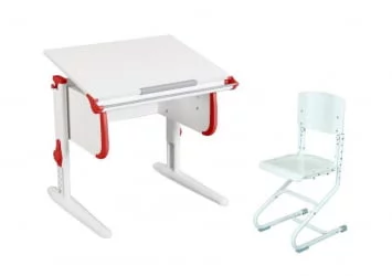Стол-трансформер Парта 1/75 + Стул Белый Красный / Parta Stul