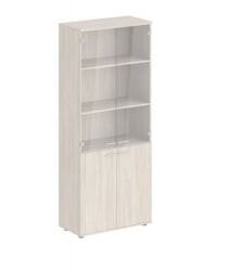 Шкаф высокий четырехдверный со стеклом Сигма СГ.811.ОЛ.ОЛ.ГЛ Дуб светлый / Sigma SG.811.OL.OL.GL