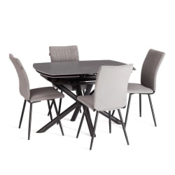 Стол обеденный Винстон/Винстон столешница керамика (матовая) /опоры металл, темно-серый/черный, (120+30+30)кс80кс75 см / Winston/Винстон (120+30+30)x80x75