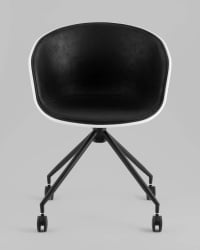 Кресло офисное ЛИБРА пластик белый экокожа черная на колесиках / LIBRA