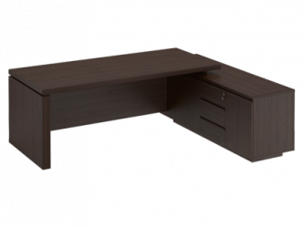 Стол руководителя на опорной тумбе МАРК МК 138 левый Дуб валенсия / MARK