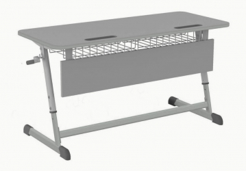 Парта двухместная НОМАД В с ручной регулировкой высоты  с антивандальной  полиуретановой кромкой (рост 4-6) серый/Серый / NOMAD V