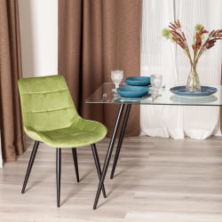 Стул АБРУЗЗО ( мод. 8060 ) металл/вельвет, 52 х 63 х 85 см, зеленый (ХЛР 54)/черный / ABRUZZO mod. (HLR