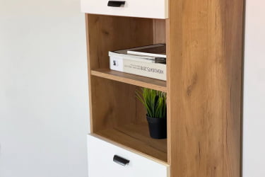 Шкаф комбинированный Моди МГМ-01 дуб крафт золотой/белое дерево / MGM-01