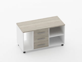 Тумба подкатная с нишей и полкой Дека 9.05.03Л Дуб Сантана светлый/Белый / Deka