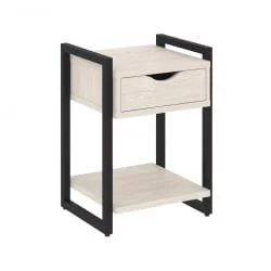 Тумба на регулируемых опорах с ящиком и полкой ЛОФТ ВР.Л-Т1.О Металл черный Денвер светлый / LOFT VR.L-T1.O