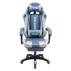 Кресло 907 КИНГКУЕЕН, замша, цвет синий с массажем, арт 907-ЛБ / KINGQUEEN, 907-LB