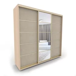Шкаф-купе 3-х дверный Акцент-Квадро КЛ 1500х600 Дуб молочный/Золото