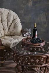 Поднос круглый 21/03 орех матовый