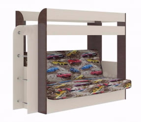 Двухъярусная кровать с диваном Карамель 75 Венге магия Сосна Карелия