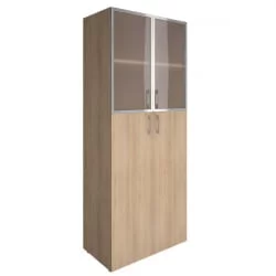 Шкаф книжный со стеклом в раме Лакобел без топа ЙАЛТА ЛТ-СТ 1.7Р вхите Снежная Патина / Lacobel YALTA LT-ST 1.7R white