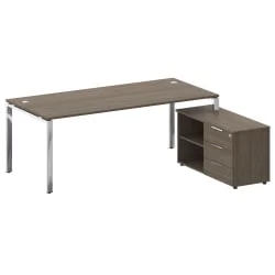 Стол рабочий руководителя с опорной тумбой левый МЕТАЛ СЙСТЕМ ДИРЕCТ БГ.СРТ-6.9 Пр Вяз Благородный / METAL SYSTEM DIRECT