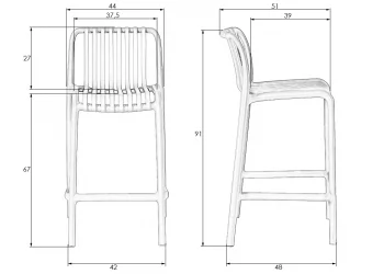 Стул полубарный ДОБРИН CХЛОЕ Белый / DOBRIN CHLOE