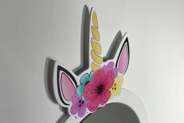 Детский стол со стульчиками Единорожка МК-0020 Белое дерево/белый (плюш) / MK-0020