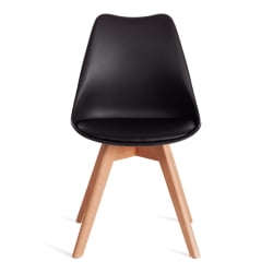 Стул ТУЛИП (мод. 73-1) дерево/пластик/экокожа, 47,5кс55кс80 см, черный / TULIP (mod. 47,5x55x80