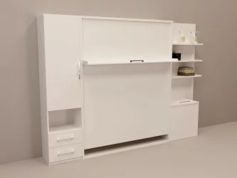 Кровать с подъёмным механизмом Смарт 1 с полками 1600 правый Ясень шимо темный